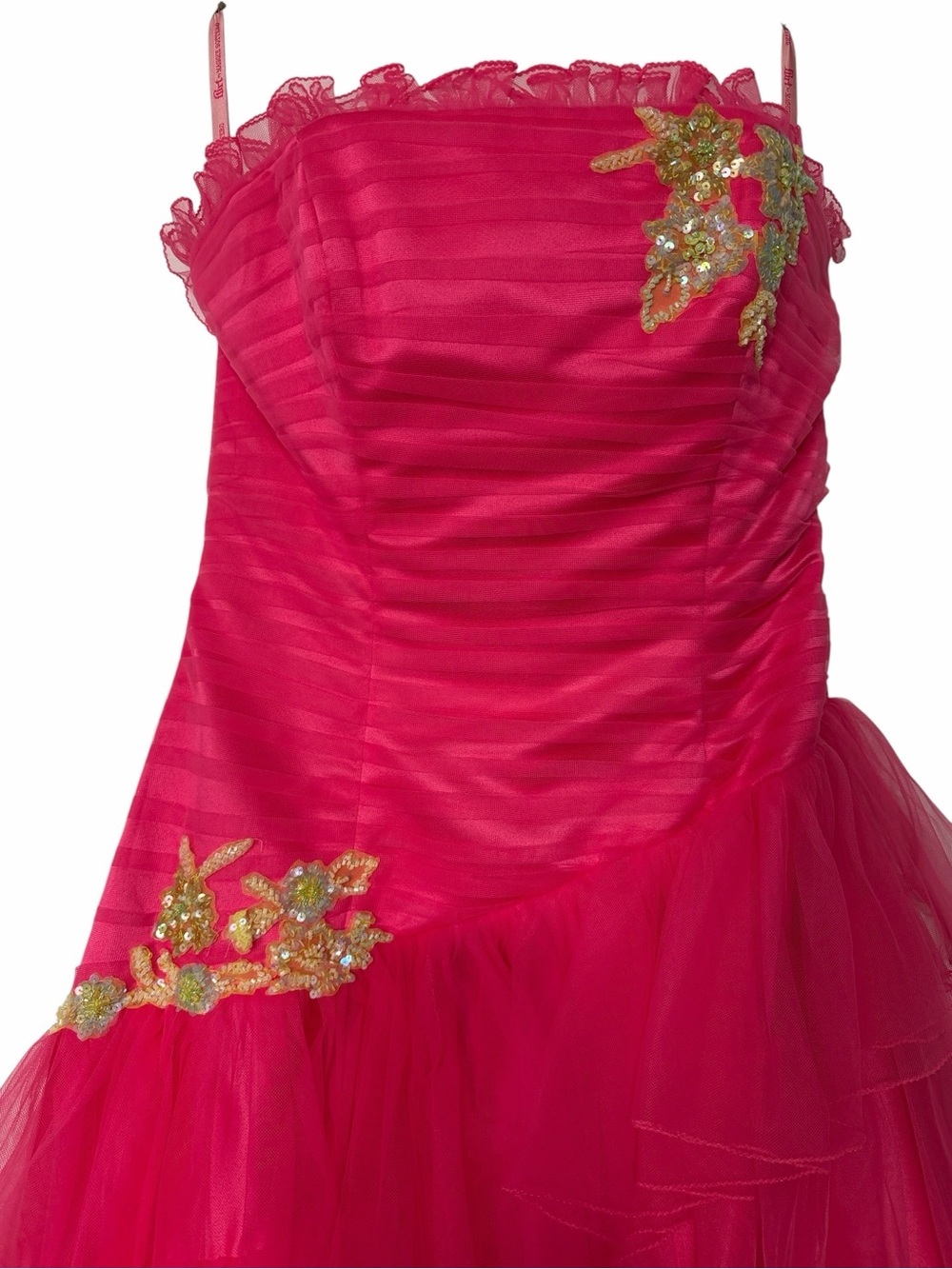 Maggie Sottero Vintage Pink Pageant Strapless Ruffle Ballgown Evening Wear sz 12 - Picture 4 of 9